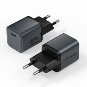 Vention Cargador de Pared - 20W - GaN - USB-C - Power Delivery 3.0 - Qualcomm 3.0 - Carga Rapida - Color Gris