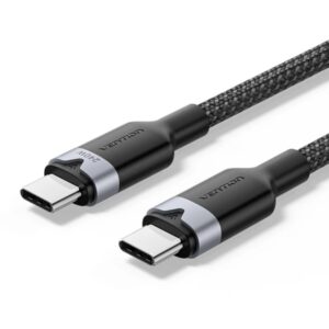 Vention Cable USB-C - Potencia hasta 240W - Longitud 2m - Recubrimiento de Nailon Trenzado - Velocidad hasta 480Mbps - Color Negro