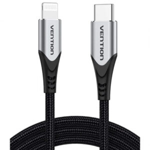 Vention Cable Lightning a USB-C - Potencia hasta 27W - Longitud 1.5m - Transferencias hasta 480Mbps - Proteccion Multicapa - Certificacion MFI - Color Gris