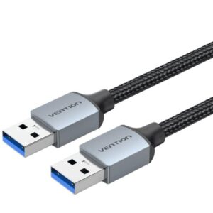 Vention Cable USB-A 3.0 - Longitud 2m - Velocidad hasta 5Gbps - Chaqueta Trenzada de Algodon - Color Gris
