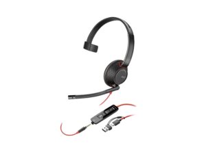 HP Poly Blackwire 5210 Auricular Monoaural con Microfono - Cancelacion de Ruido - Diadema Metalica Acolchada - Almohadillas de Piel Sintetica - Controles en Cable