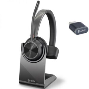 HP Poly Voyager 4310-M Auricular Monoaural con Microfono con Base de Carga - Bluetooth 5.2 - Dongle USB-C - Color Negro
