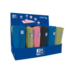 Oxford Live and Go Expositor con 22 Estuches - 8 Rectangulares Medianos - 10 Cuadrados Compactos - 4 Cuadrados Grandes - 39.5x24x24.5cm - Colores Vivos Surtidos