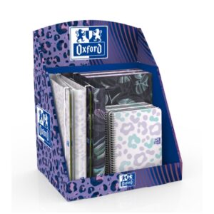 Oxford Dream Tech Expositor con 14 Productos - 5 Cuadernos de Espiral A4+ - 5 Cuadernos de Espiral A5+ - 4 Carpetas de Anillas A4+ - Colores Surtidos