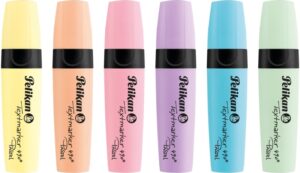 Pelikan Textmarker 490 Pack de 6 Marcadores Fluorescentes Pastel - Ergonomico - No Traspasa el Papel - Colores Surtidos