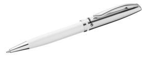 Pelikan Jazz Classic Boligrafo Retractil - Trazo de 1mm - Mecanismo de Giro - Capuchon y Clip Cromados - Recambio 337M Negro - Estuche de Regalo - Color Blanco