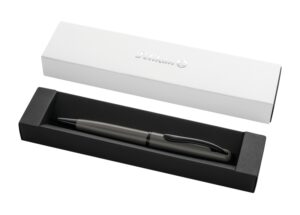 Pelikan Jazz Noble Boligrafo Retractil - Trazo de 1mm - Mecanismo de Giro - Recambio 337M Azul - Estuche de Regalo - Cuerpo Satinado - Color Gris Oscuro