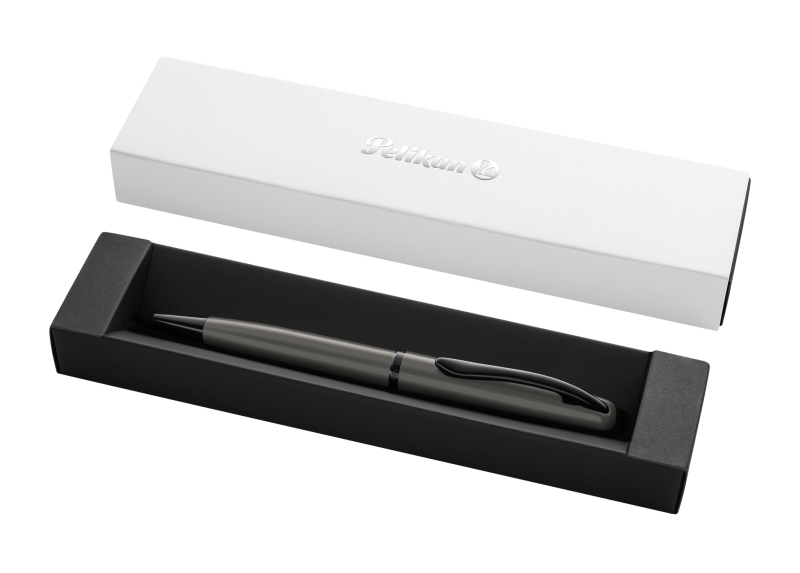 Pelikan Jazz Noble Boligrafo Retractil - Trazo de 1mm - Mecanismo de Giro - Recambio 337M Azul - Estuche de Regalo - Cuerpo Satinado - Color Gris Oscuro