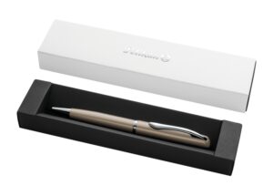 Pelikan Jazz Noble Boligrafo Retractil - Trazo de 1mm - Mecanismo de Giro - Recambio 337M Azul - Estuche de Regalo - Cuerpo Satinado - Color Pardo
