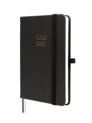 Finocam Minimal Agenda de Tapa Dura Internacional - 18 Meses - Semana Vista Horizontal - Formato M3 - 100x150mm - Papel Crema de 80g/m2 - Bolsillo Interior - Cierre con Goma - Color Negro