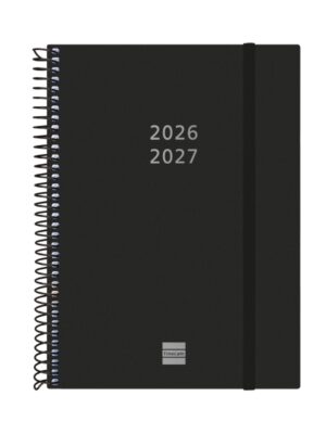 Finocam Espiral Agenda Internacional - 18 Meses - Semana Vista Horizontal - Formato E10 - 155x212mm - Tapas de Polipropileno - Papel de 80g/m2 - Esquinas Microperforadas - Color Negro