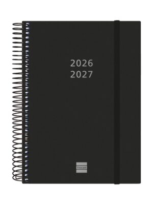Finocam Espiral Agenda Internacional - 18 Meses - 2 Dias por Pagina - Formato E10 - 155x212mm - Tapas de Polipropileno - Papel de 70g/m2 - Esquinas Microperforadas - Color Negro