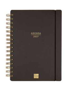 Finocam Haiku Agenda de Espiral - 16 Meses - Semana Vista Horizontal - Formato E10 - 155x212mm - Tapa Dura - Papel de 95g/m2 - Cierre con Goma Elastica - Color Negro