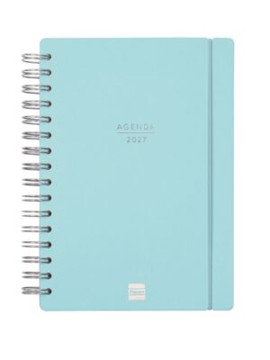 Finocam Haiku Agenda de Espiral - 16 Meses - Semana Vista Horizontal - Formato E10 - 155x212mm - Tapa Dura - Papel de 95g/m2 - Cierre con Goma Elastica - Color Azul