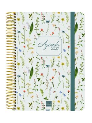 Finocam Cloe Agenda de Espiral - 16 Meses - Semana Vista Horizontal - Formato E10 - 155x212mm - Tapa Dura - Papel de 100g/m2 - Cierre con Goma Elastica - Adhesivos Tematicos - Multicolor