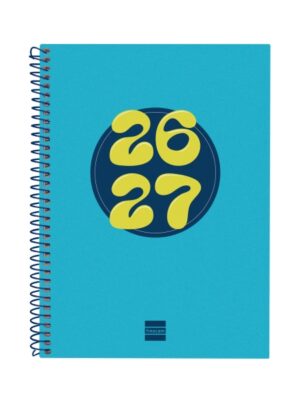 Finocam Cool Agenda Escolar 26/27 - Semana Vista Horizontal - Formato 4º - 155x212mm - Tapas de Carton Forrado - Papel de 80g/m2 - Espiral Metalica - Esquinas Microperforadas - Color Azul