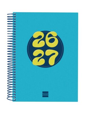Finocam Cool Agenda Escolar 26/27 - 1 Dia por Pagina - Formato 4º - 155x212mm - Tapas de Carton Forrado - Papel de 80g/m2 - Espiral Metalica - Esquinas Microperforadas - Color Azul
