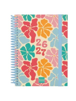 Finocam Diva Agenda Escolar 26/27 - Semana Vista Horizontal - Formato 8º - 120x164mm - Tapas de Carton Forrado - Papel de 80g/m2 - Espiral de Plastico - Esquinas Microperforadas - Multicolor