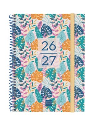 Finocam Secundaria Agenda Escolar 26/27 - Semana Vista Horizontal - Formato 4º - 155x212mm - Tapas de Polipropileno - Papel de 80g/m2 - Espiral Metalica - Esquinas Microperforadas - Multicolor