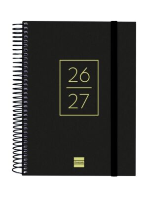 Finocam Secundaria Agenda Escolar 26/27 - 1 Dia por Pagina - Formato 4º - 155x212mm - Tapas de Polipropileno - Papel de 80g/m2 - Espiral Metalica - Esquinas Microperforadas - Color Negro