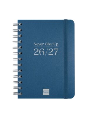 Finocam Cosmo Flex Agenda Escolar 26/27 - Semana Vista Horizontal - Formato 8º - 120x169mm - Tapas de Polipropileno - Papel de 80g/m2 - Espiral Metalica - Esquinas Microperforadas - Color Azul