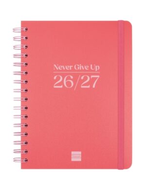 Finocam Cosmo Flex Agenda Escolar 26/27 - Semana Vista Horizontal - Formato 4º - 155x212mm - Tapas de Polipropileno - Papel de 80g/m2 - Espiral Metalica - Esquinas Microperforadas - Color Rojo