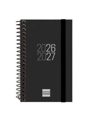 Finocam Espir Agenda Escolar 26/27 - Semana Vista Horizontal - Formato E3 - 79x127mm - Tapas de Polipropileno - Papel de 80g/m2 - Espiral Metalica - Esquinas Microperforadas - Color Negro