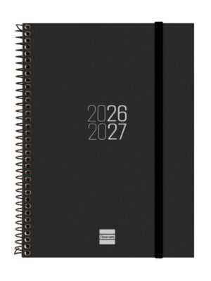 Finocam Espir Agenda Escolar 26/27 - Semana Vista Horizontal - Formato E10 - 155x212mm - Tapas de Polipropileno - Papel de 80g/m2 - Espiral Metalica - Esquinas Microperforadas - Color Negro