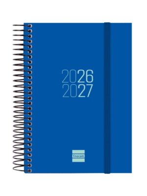 Finocam Espir Agenda Escolar 26/27 - 1 Dia por Pagina - Formato E8 - 120x171mm - Tapas de Polipropileno - Papel de 70g/m2 - Espiral Metalica - Esquinas Microperforadas - Color Azul