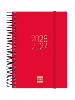 Finocam Espir Agenda Escolar 26/27 - 1 Dia por Pagina - Formato E8 - 120x171mm - Tapas de Polipropileno - Papel de 70g/m2 - Espiral Metalica - Esquinas Microperforadas - Color Rojo