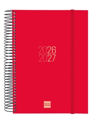 Finocam Espir Agenda Escolar 26/27 - 1 Dia por Pagina - Formato E10 - 155x212mm - Tapas de Polipropileno - Papel de 70g/m2 - Espiral Metalica - Esquinas Microperforadas - Color Rojo