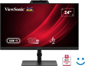 ViewSonic VG2441V Monitor LED 27" IPS FHD - Respuesta 4ms - Altavoces 4W - Webcam - Ajustable en Altura, Giratorio e Inclinable - HDMI, DisplayPort, USB-C - VESA 100x100mm - Color Negro
