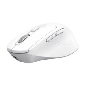 Trust Niven Raton Inalambrico de 7 Botones - Ajustable hasta 3200dpi - Bluetooth - Recargable - Indicadores LED - Clic Silencioso - Receptor USB-C - Multidispositivo - 44x73x110mm - Color Blanco