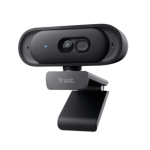 Trust Tomar Webcam QHD 2K - Cable 2m - Microfono Incorporado - Balance de Blancos Automatico - Modo de Privacidad - Rosca 1/4" - Campo de Vision de 76 Grados - 53x55x93mm - Color Negro