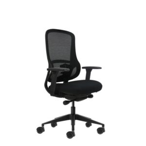 Oqonos Cherg 021 Silla de Oficina Ergonomica con Mecanismo Autobalanceado, Reposabrazos 4D, Asiento Deslizable y Ruedas de Silicona - Negro