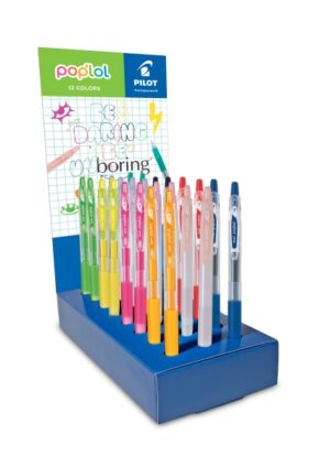 Pilot Pop Lol Expositor de 24 Boligrafos de Tinta Gel Retractiles - Punta 0.7mm - Trazo 0.32mm - Grip de Agarre - Colores Surtidos