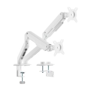 Aisens Eco Soporte de Mesa con 2 Brazos Articulados para Monitores de 17"-32" - Soporta hasta 9kg - Gestion de Cables - VESA 100x100mm - Contrapeso Giratorio e Inclinable - Color Blanco