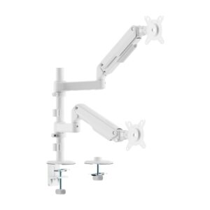 Aisens Eco Soporte de Mesa con 2 Brazos Articulados para Monitores de 17"-32" - Soporta hasta 9kg - Gestion de Cables - VESA 100x100mm - Contrapeso Giratorio e Inclinable - Color Blanco