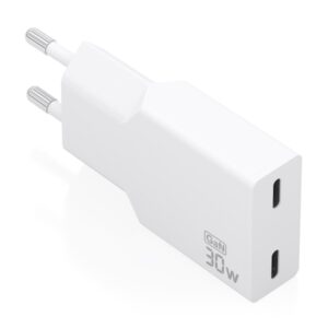 Aisens Cargador de Pared - 30W - GaN - 2xUSB-C - Power Delivery 3.0 - Ultra Delgado - Multiples Protecciones de Seguridad - Color Blanco