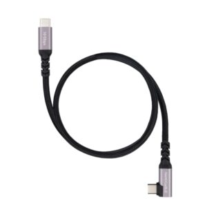Nanocable Cable USB-C Macho Acodado 90º - Soporta hasta 100W - Longitud 2m - Velocidad de Transferencia hasta 10Gbps - Resolucion 4K - Algodon Trenzado - Color Negro