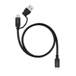 Nanocable Cable USB-C Macho - Soporta hasta 60W - Longitud 3m - Velocidad de Transferencia hasta 10Gbps - Resolucion 4K - Adaptador USB-A Integrado - Color Negro