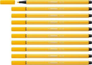 Stabilo Pen 68 Rotulador de Punta de Fibra - Trazo de 1mm aprox. - Tinta con Base de Agua - Color Amarillo