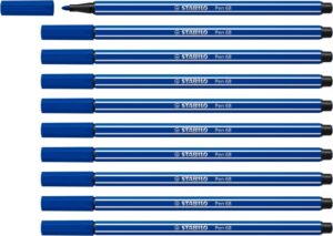 Stabilo Pen 68 Rotulador de Punta de Fibra - Trazo de 1mm aprox. - Tinta con Base de Agua - Color Azul Marino