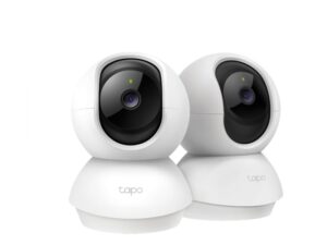 TP-Link Tapo TC71 Pack de 2 Camaras de Seguridad - 2K QHD - WiFi - Resolucion de 3Mpx - Vision Nocturna - Audio Bidireccional - Cancelacion de Ruido - Color Blanco y Negro