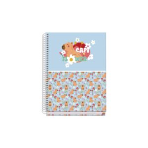 Dohe Capi Flower Cuaderno de Espiral Metalica - Formato A5 - 100 Hojas Offset de 90g - 5x5mm - Microperforadas - Banda de Color - Tapa Dura Plastificada - 16x21x2cm - Multicolor