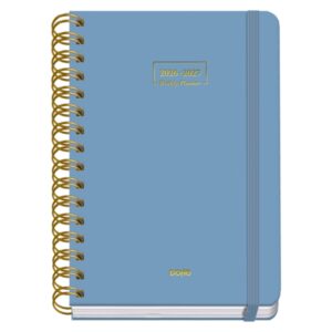 Dohe Premium Agenda Escolar 26/27 - Formato A5 - Semana Vista - Papel Offset Ahuesado 80g - Cubierta de Carton Plastificado - Espiral Metalica Doble - Goma - 15x21x2cm - Color Azul