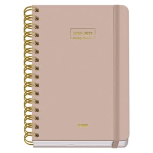 Dohe Premium Agenda Escolar 26/27 - Formato A5 - Dia Pagina - Papel Offset Ahuesado 80g - Cubierta de Carton Plastificado - Espiral Metalica Doble - Goma - 15x21x4cm - Color Beige