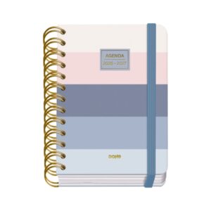 Dohe Premium Donna Agenda Escolar 26/27 - Formato A6 - Dia Pagina - Papel Offset Ahuesado 80g - Cubierta de Carton Plastificado - Espiral Metalica Doble - Goma - 12x17x3cm - Multicolor