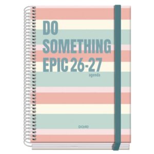 Dohe Prime Epic Agenda Escolar 26/27 - Formato A5 - Semana Vista - Papel Offset Ahuesado 70g - Cubierta de Carton Plastificado - Espiral - Goma - 15x21x2cm - Multicolor