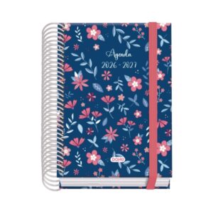 Dohe Prime Lovely Agenda Escolar 26/27 - Formato A6 - Dia Pagina - Papel Offset Ahuesado 70g - Cubierta de Carton Plastificado - Espiral - Goma - 12x17x3cm - Multicolor